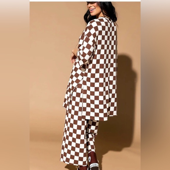 Lala Lex Ribbed Checkerboard Playsuit - Cookie Dough - Picture 4 of 13